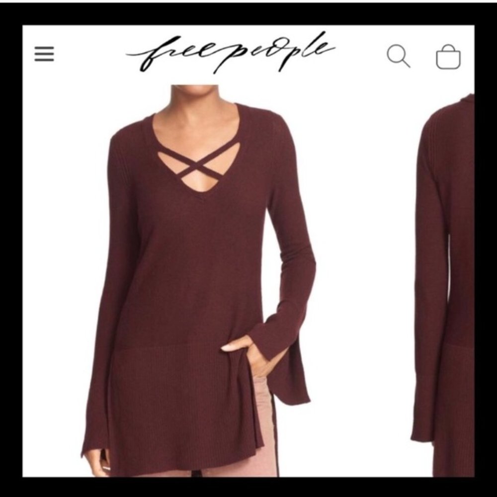 FP Fall Ccozy Criss Cross Sweater Tunic (Wine)